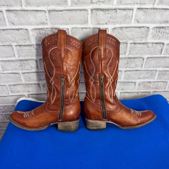 |•FREEBIRD BY STEVEN•| ZION in Whiskey Cowboy Boots Western Boho Size 8 - Picture 6 of 16